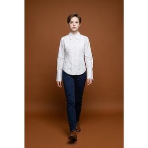 Sunny South VTG Fashion Dallas White Pleated Button Up Shirt